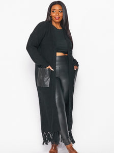 Duster Sweater w/Faux Leather Pockets - *Online Exclusive • 5 -7days*