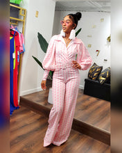 Load image into Gallery viewer, Pink  Houndstooth Jumpsuit
